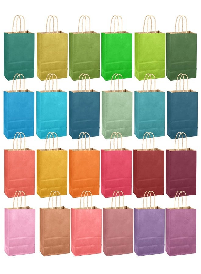 qiqee 24Pcs Small Gift Paper Bag with Handles Bulk - 8.3"x6"x3. 15" Rainbow Party Bags - Mulit Color - Image 3